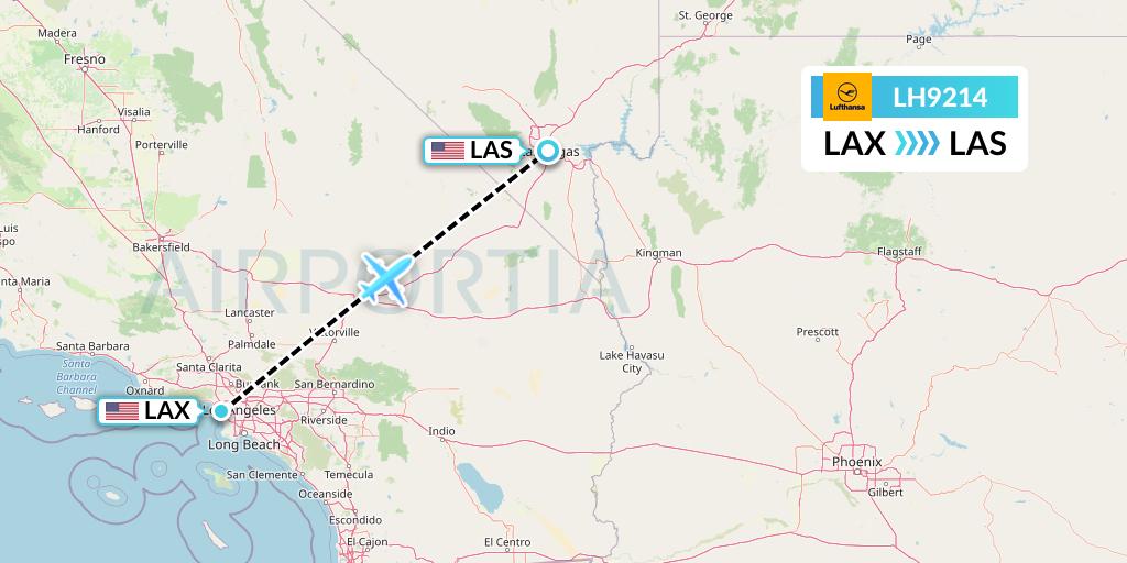 LH9214 Lufthansa Flight Map: Los Angeles to Las Vegas