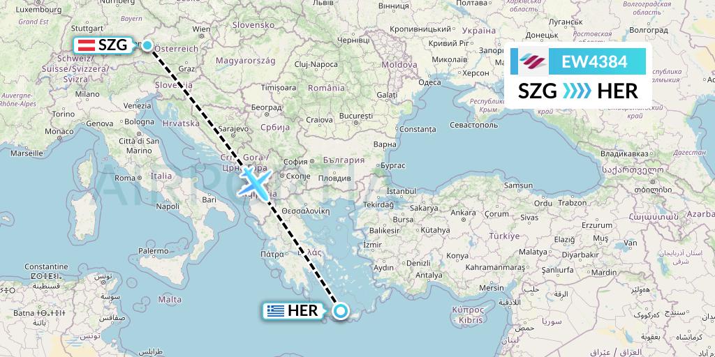 EW4384 Eurowings Flight Map: Salzburg to Heraklion