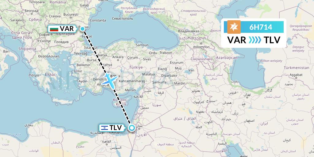 6H714 Israir Airlines Flight Map: Varna to Tel Aviv