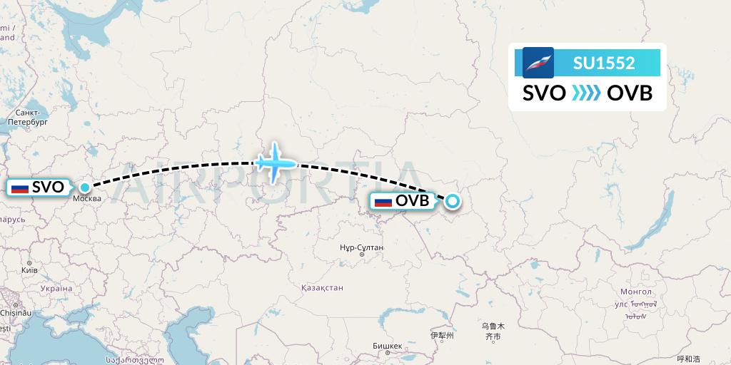 SU1552 Aeroflot Flight Map: Moscow to Novosibirsk