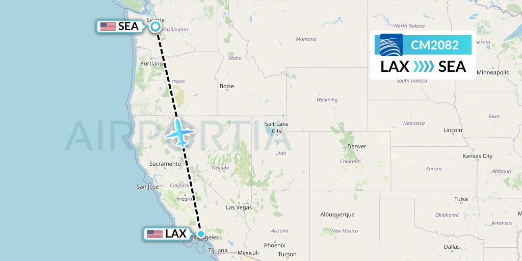 CM2082 Copa Airlines Flight Map: Los Angeles to Seattle