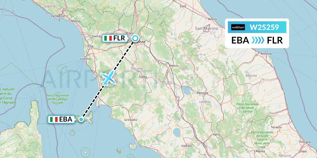 W25259 Flex Flight Flight Map: Elba to Florence