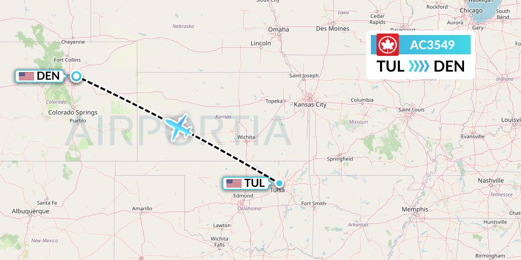 AC3549 Air Canada Flight Map: Tulsa to Denver