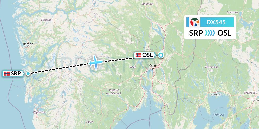 DX545 Danish Air Transport Flight Map: Stord to Oslo