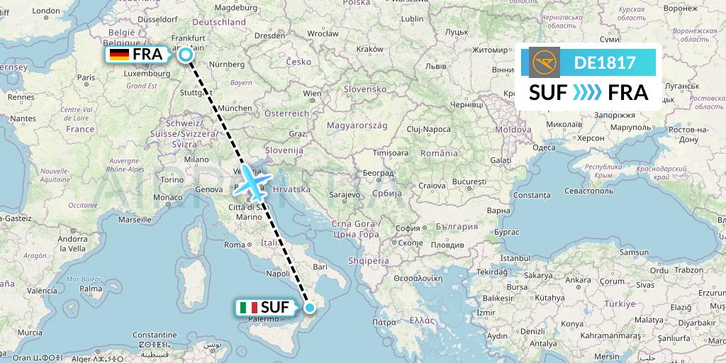 DE1817 Condor Flight Map: Lamezia Terme to Frankfurt