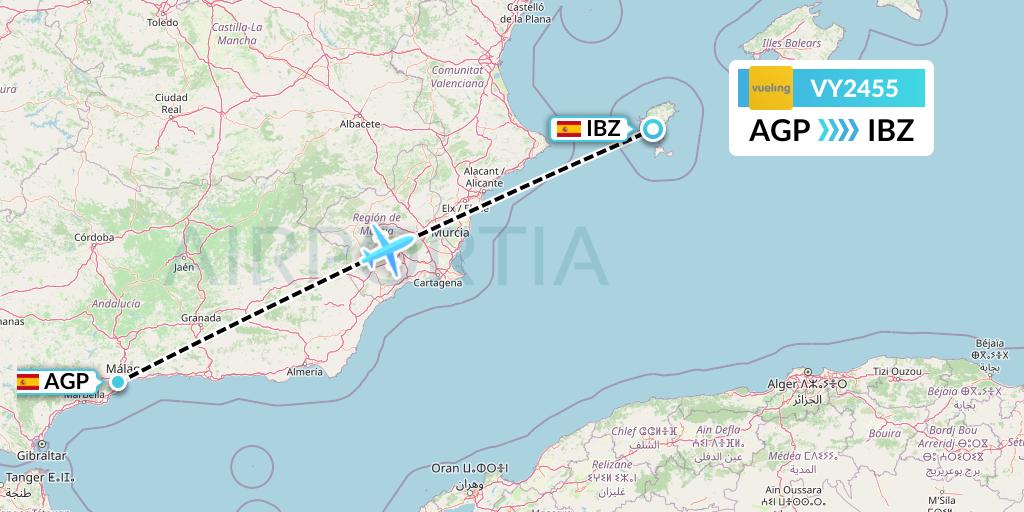 VY2455 Vueling Flight Map: Malaga to Ibiza