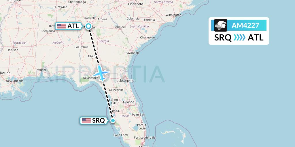 AM4227 Aeromexico Flight Map: Sarasota to Atlanta