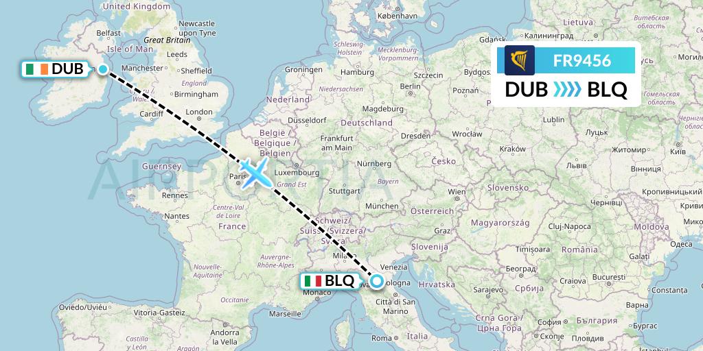 FR9456 Flight Status Ryanair Dublin to Bologna (RYR9456)