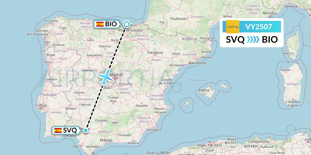 VY2507 Vueling Flight Map: Seville to Bilbao