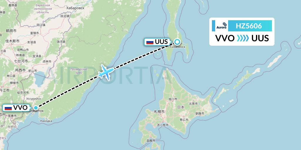 HZ5606 Aurora Flight Map: Vladivostok to Yuzhno-Sakhalinsk