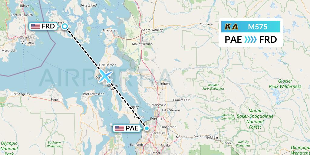 M575 Kenmore Air Flight Map: Everett to Friday Harbor