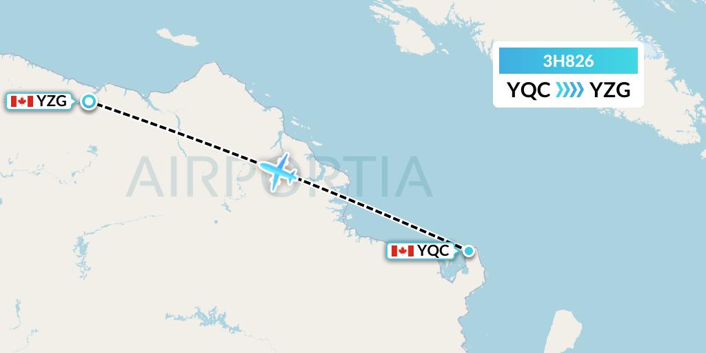 3H826 Air Inuit Flight Map: Quaqtaq to Salluit