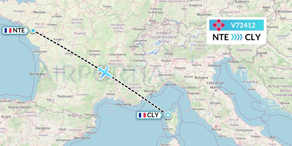 V72412 Volotea Flight Map: Nantes to Calvi