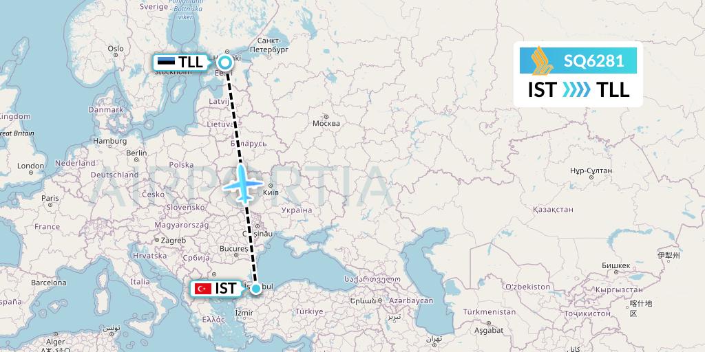 SQ6281 Singapore Airlines Flight Map: Istanbul to Tallinn