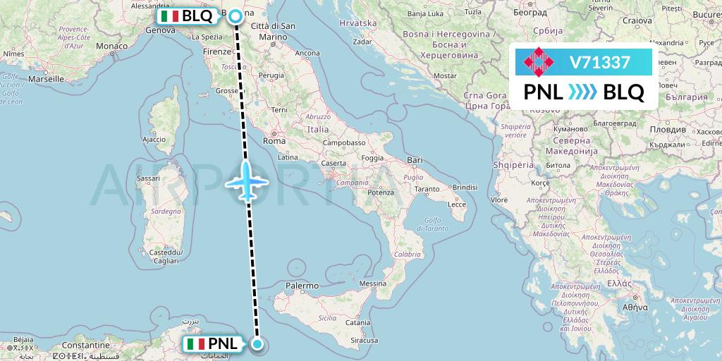 V71337 Volotea Flight Map: Pantelleria to Bologna