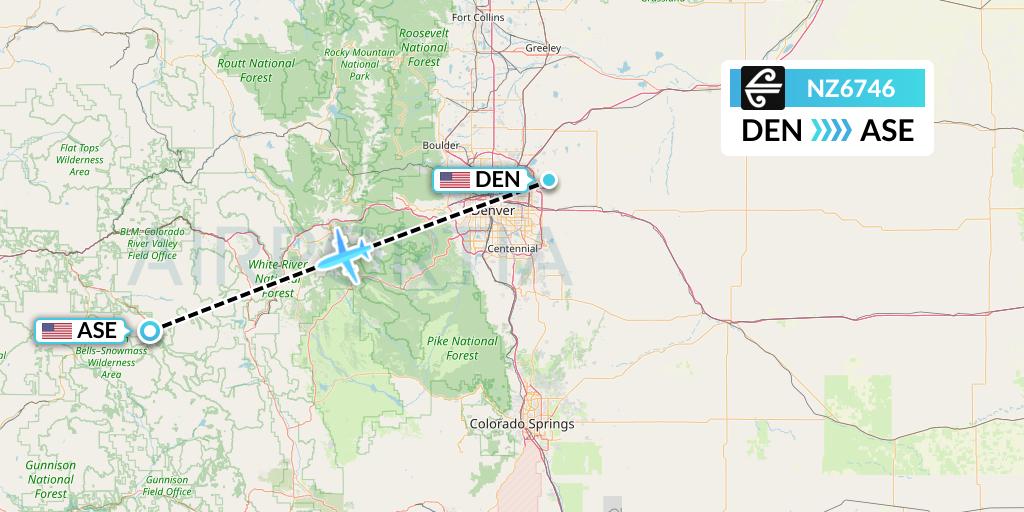 NZ6746 Air New Zealand Flight Map: Denver to Aspen
