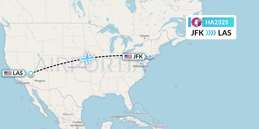 HA2325 Hawaiian Airlines Flight Map: New York to Las Vegas