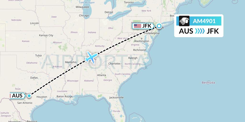 AM4901 Aeromexico Flight Map: Austin to New York