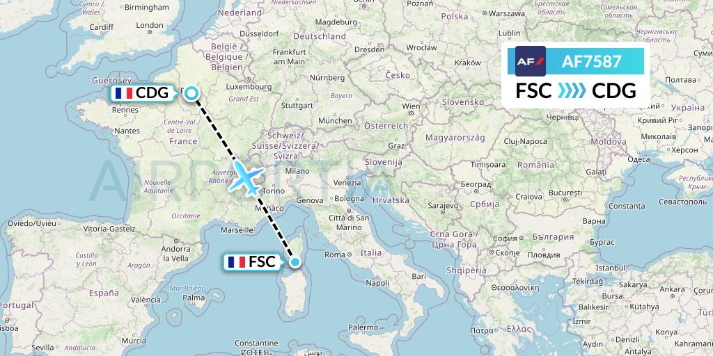 AF7587 Air France Flight Map: Figari to Paris
