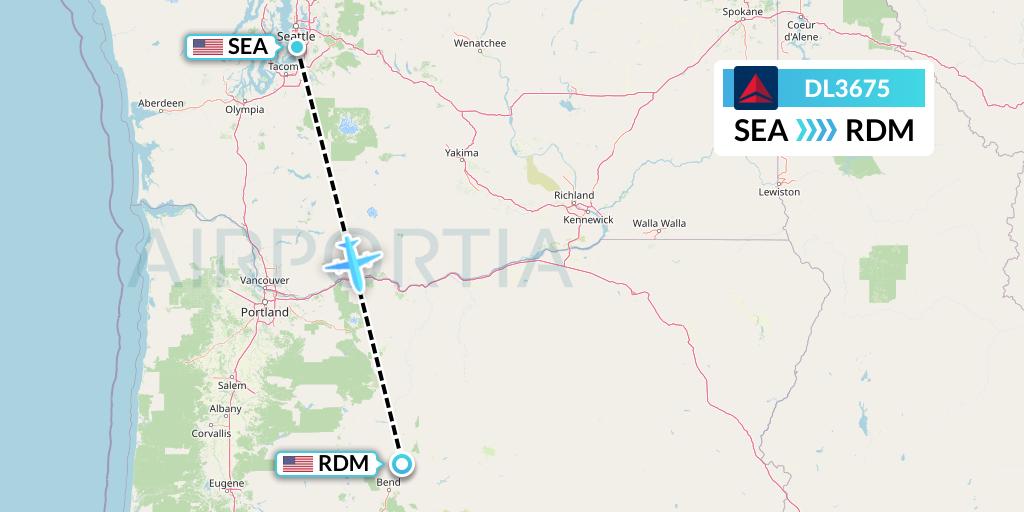 DL3675 Delta Air Lines Flight Map: Seattle to Redmond