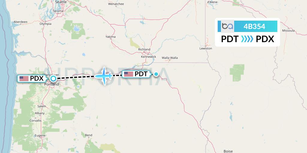 4B354 Boutique Air Flight Map: Pendleton to Portland