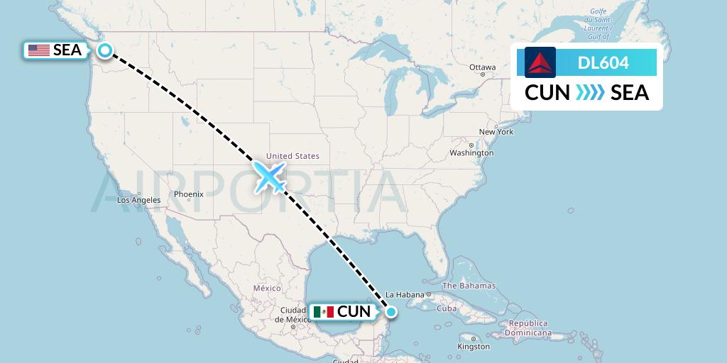 DL604 Flight Status Delta Air Lines Cancun to Seattle (DAL604)