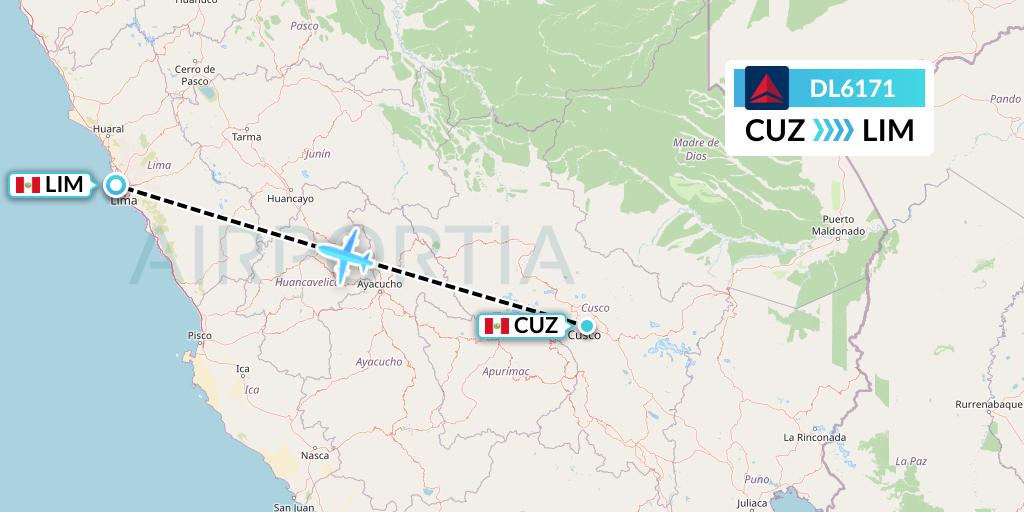 DL6171 Delta Air Lines Flight Map: Cusco to Lima
