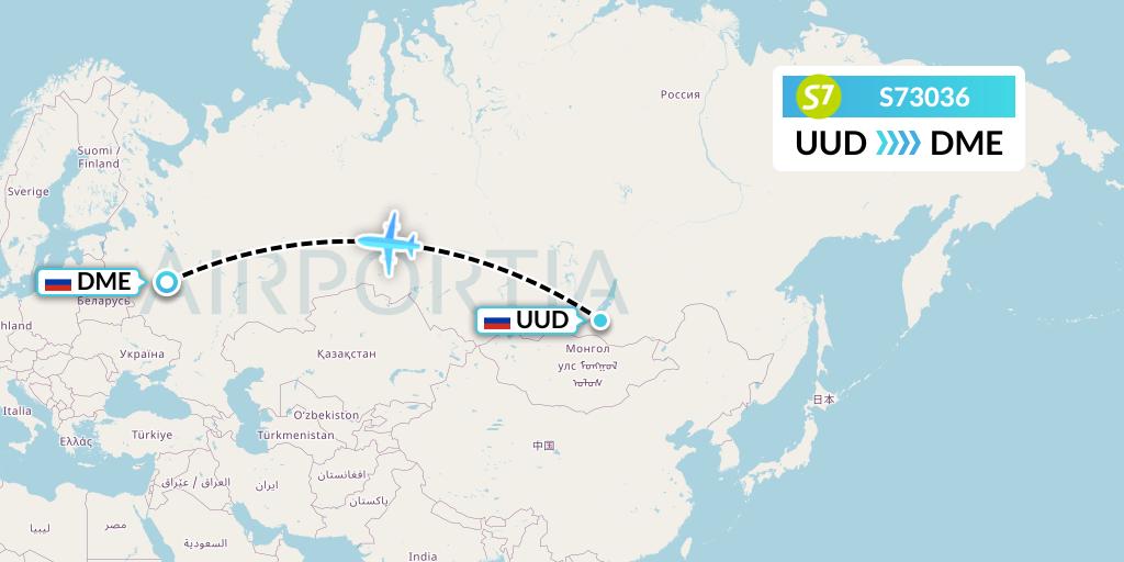 S73036 S7 Airlines Flight Map: Ulan-Ude to Moscow