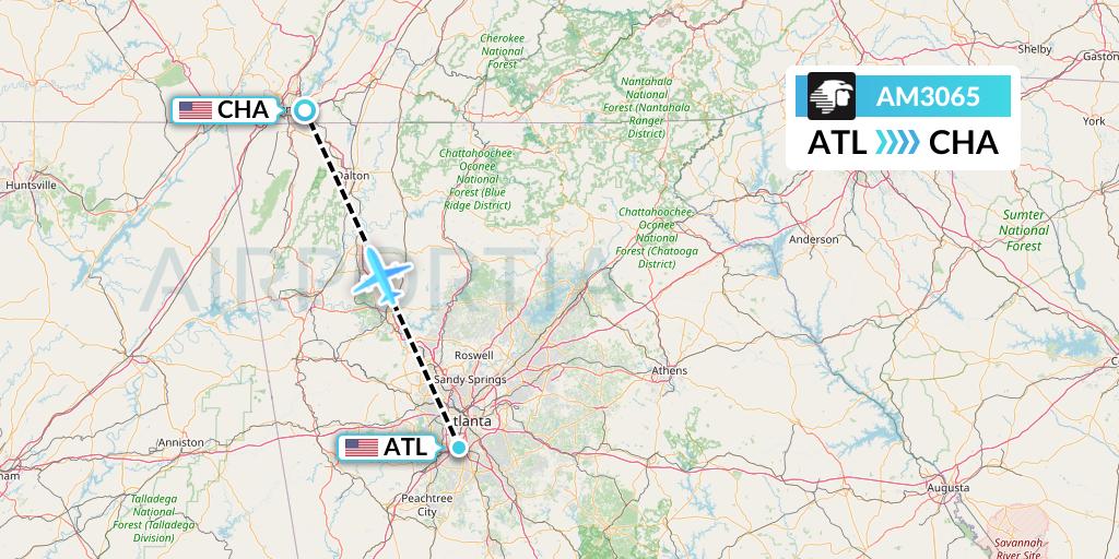AM3065 Aeromexico Flight Map: Atlanta to Chattanooga