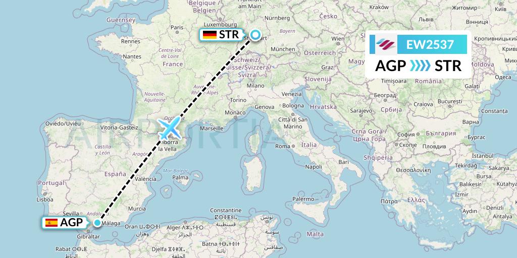 EW2537 Eurowings Flight Map: Malaga to Stuttgart