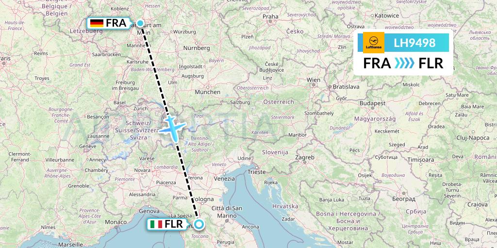 LH9498 Lufthansa Flight Map: Frankfurt to Florence