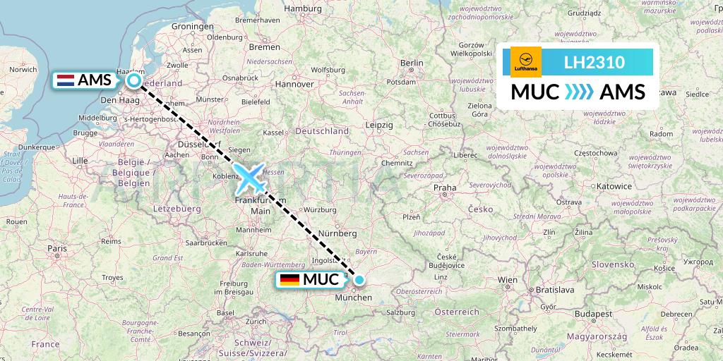LH2310 Lufthansa Flight Map: Munich to Amsterdam