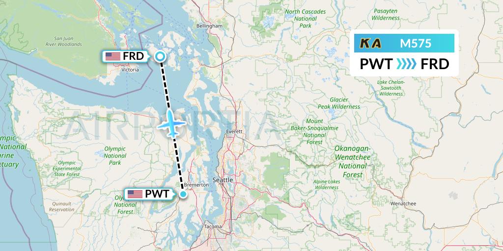 M575 Kenmore Air Flight Map: Bremerton to Friday Harbor
