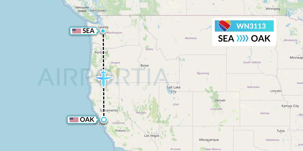 WN3113 Southwest Airlines Flight Map: Seattle to Oakland