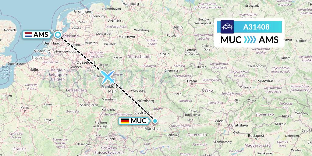 A31408 Aegean Airlines Flight Map: Munich to Amsterdam