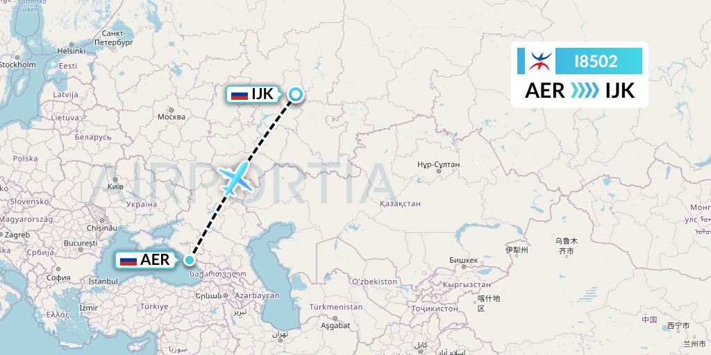 I8502 Izhavia Flight Map: Sochi to Izhevsk