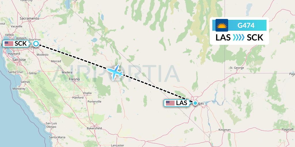 G474 Allegiant Air Flight Map: Las Vegas to Stockton