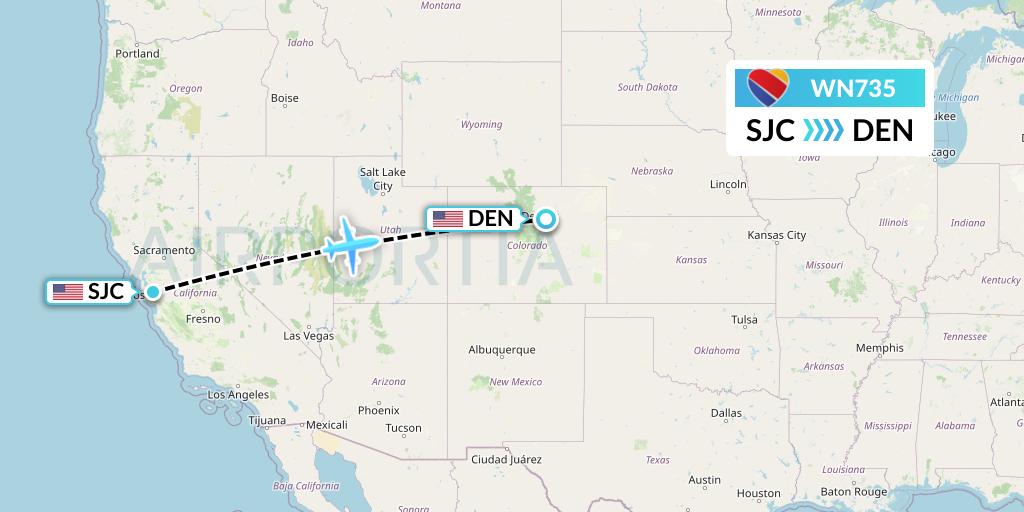 WN735 Southwest Airlines Flight Map: San Jose to Denver