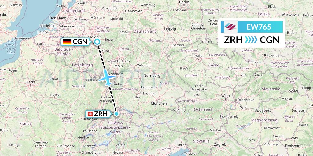 EW765 Eurowings Flight Map: Zurich to Cologne