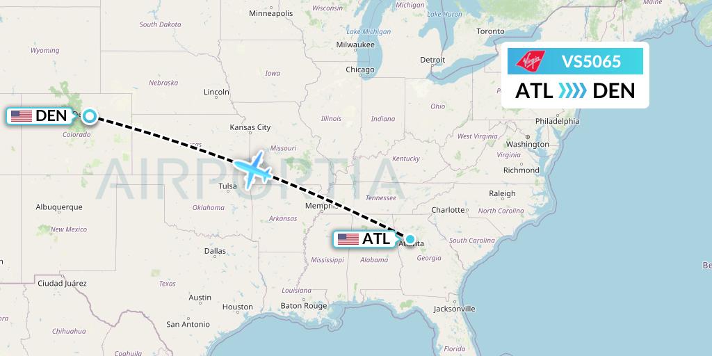 VS5065 Virgin Atlantic Airways Flight Map: Atlanta to Denver