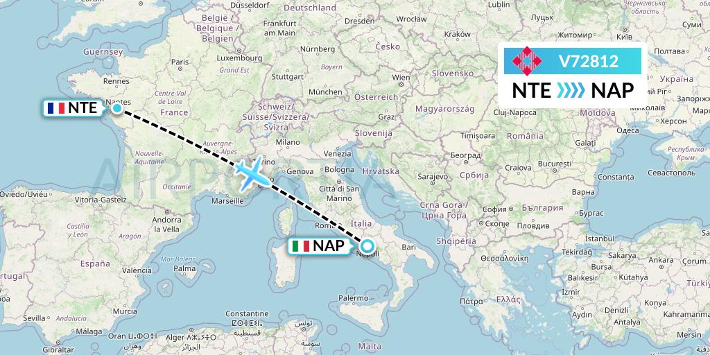 V72812 Volotea Flight Map: Nantes to Naples