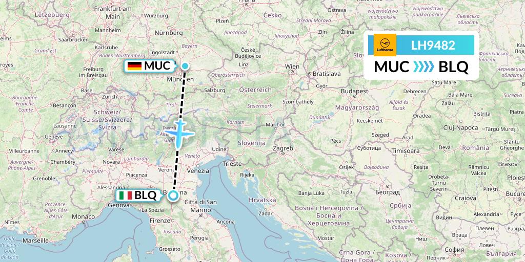 LH9482 Lufthansa Flight Map: Munich to Bologna