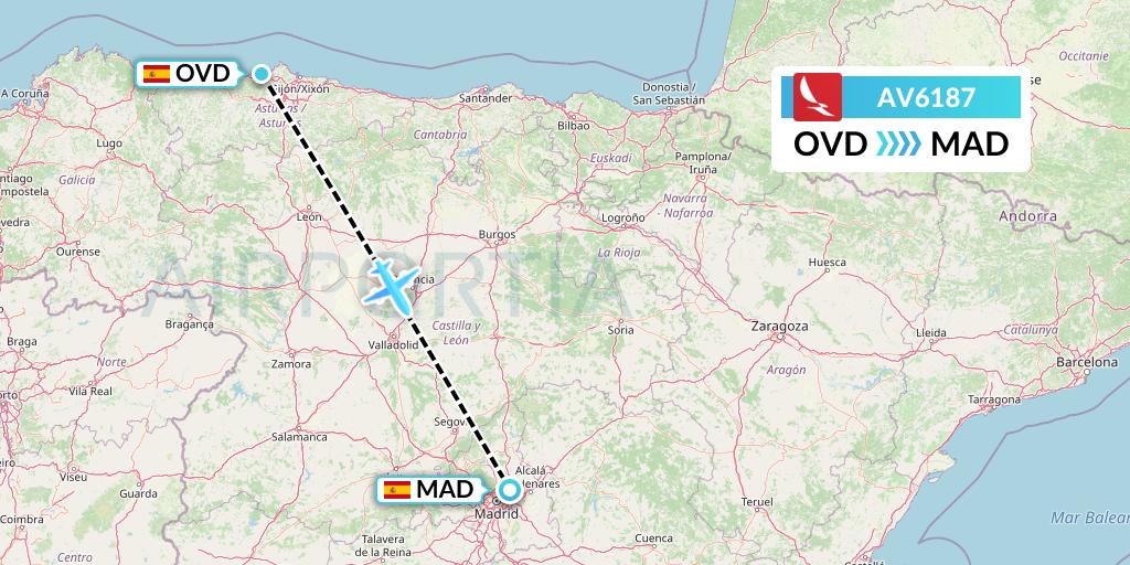 AV6187 Avianca Flight Map: Asturias to Madrid