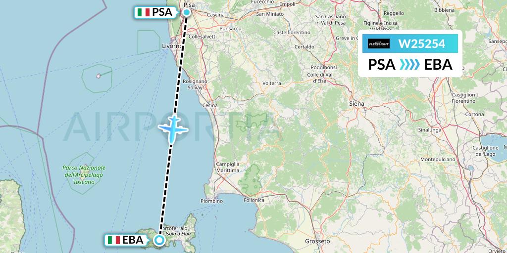 W25254 Flex Flight Flight Map: Pisa to Elba