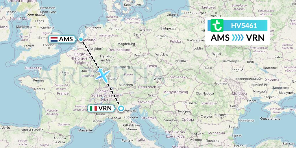 HV5461 Transavia Flight Map: Amsterdam to Verona