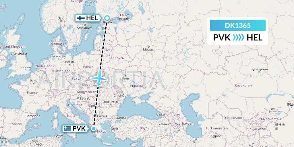 DK1365 Thomas Cook Airlines Scandinavia Flight Map: Preveza to Helsinki