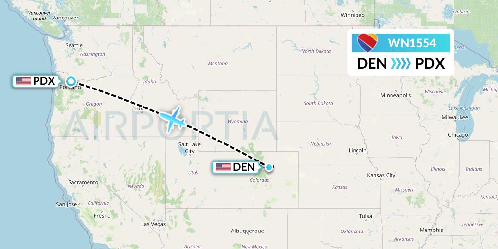WN1554 Southwest Airlines Flight Map: Denver to Portland
