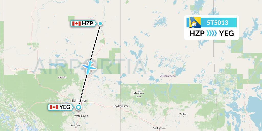 5T5013 Canadian North Flight Map: Fort MacKay to Edmonton