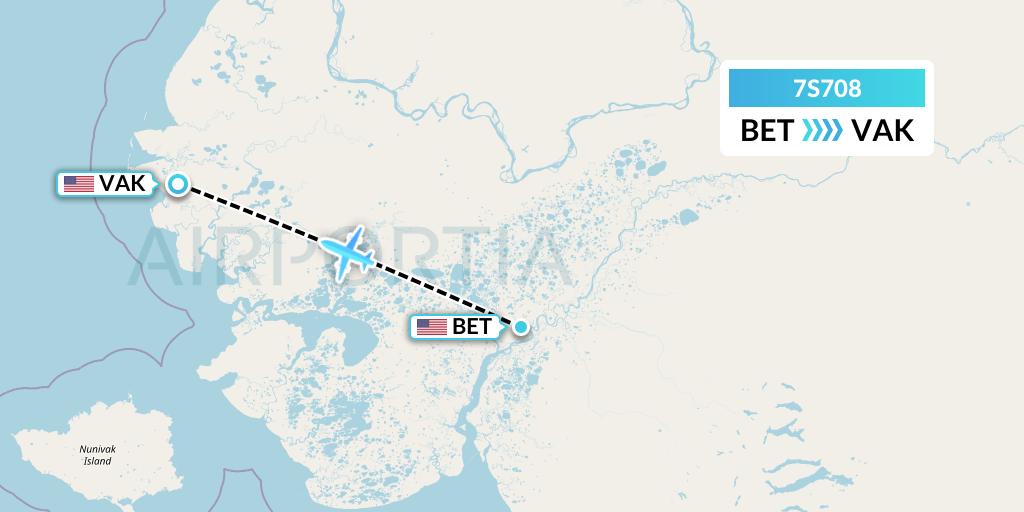 7S708 Ryan Air (USA) Flight Map: Bethel to Chevak