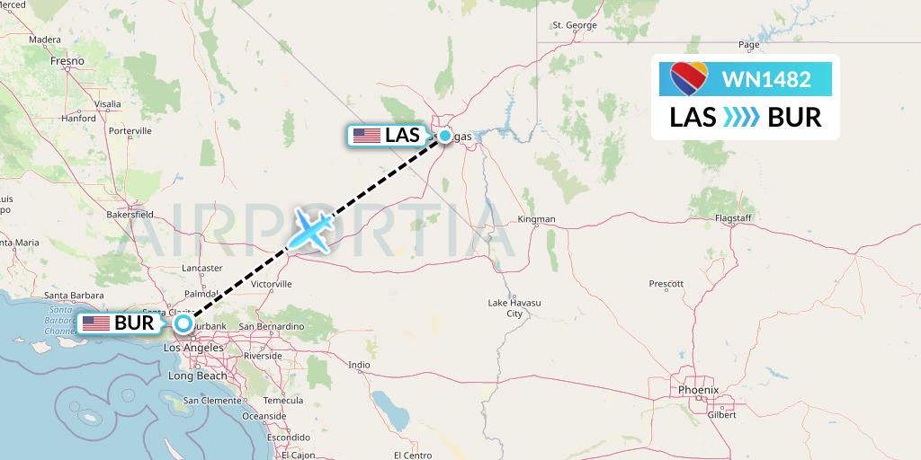 WN1482 Southwest Airlines Flight Map: Las Vegas to Burbank